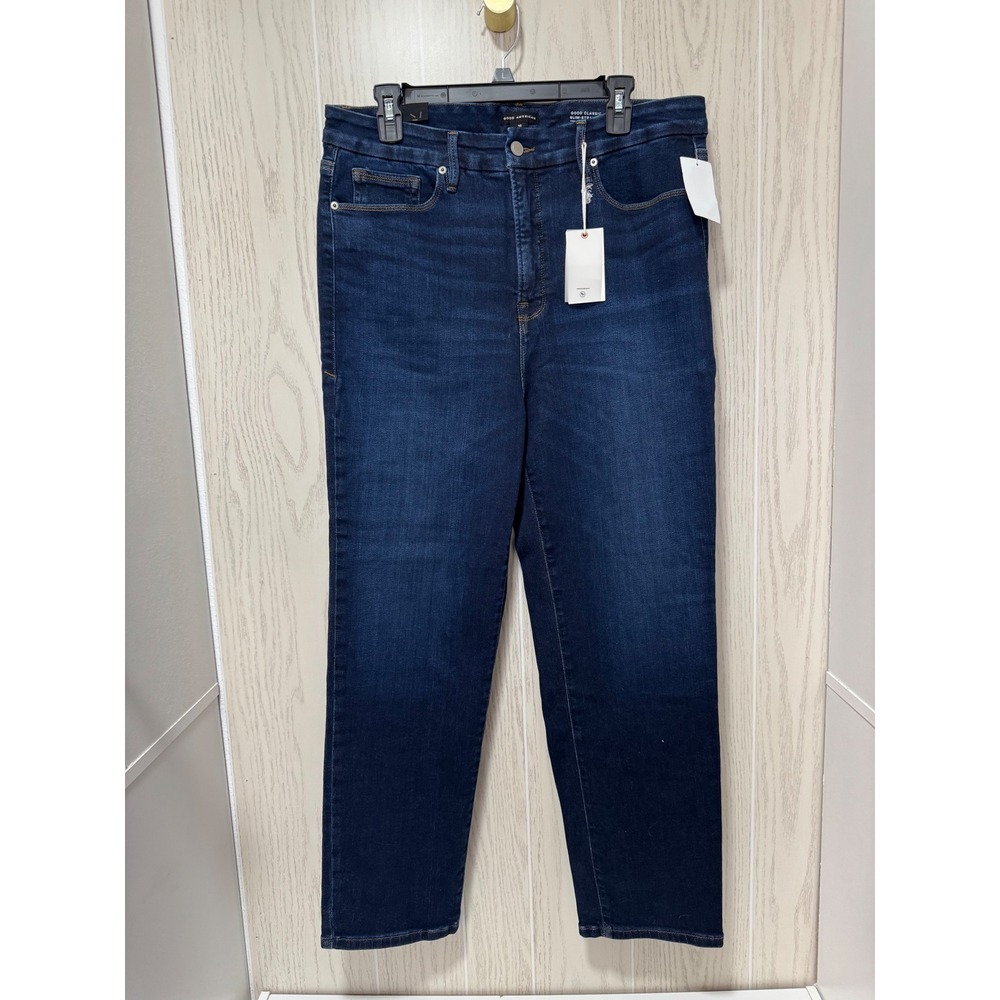 Good American Good Classic Slim High Rise Jeans Indigo Size 16 NWT